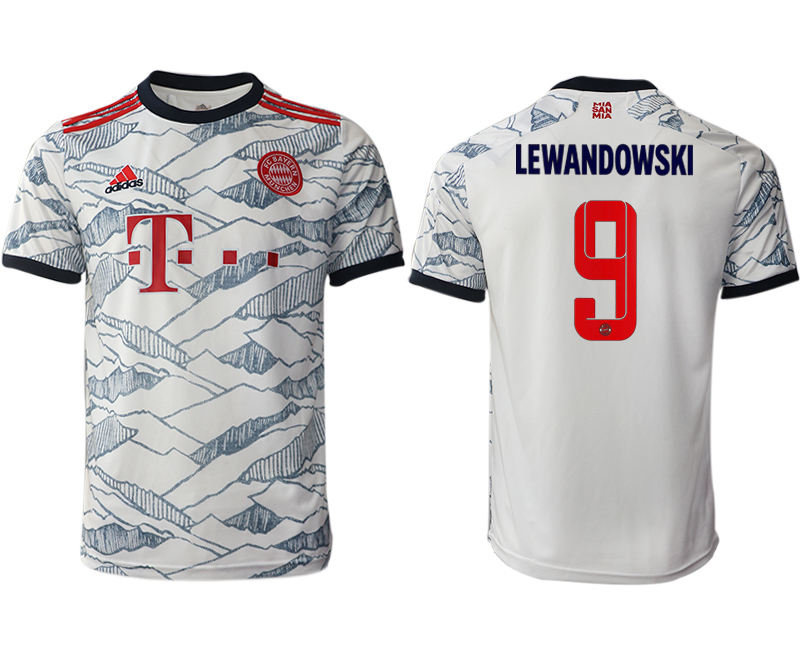 Cheap Men 2021-2022 Club Bayern Munich Second away aaa version white 9 Soccer Jersey